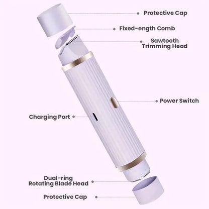 Electric shaver, portable hair removal device, rechargeable electric shaver, painless 2-in-1 dual head shaver