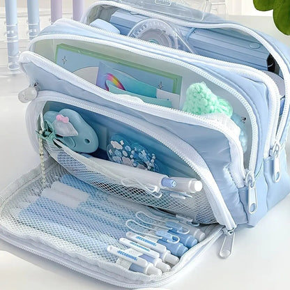 Cute Multi Layer Pencil Case Pouch, Large Capacity Pen Case Bag,Durable Stationery Storage Bag For Students, School&Office