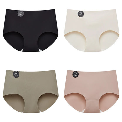 Falllsweet 4Pcs/Set Seamless Silk Briefs For Women Mulberry Silk Panties Comfortable Underpants Soft Lightweight Underwear M-2XL