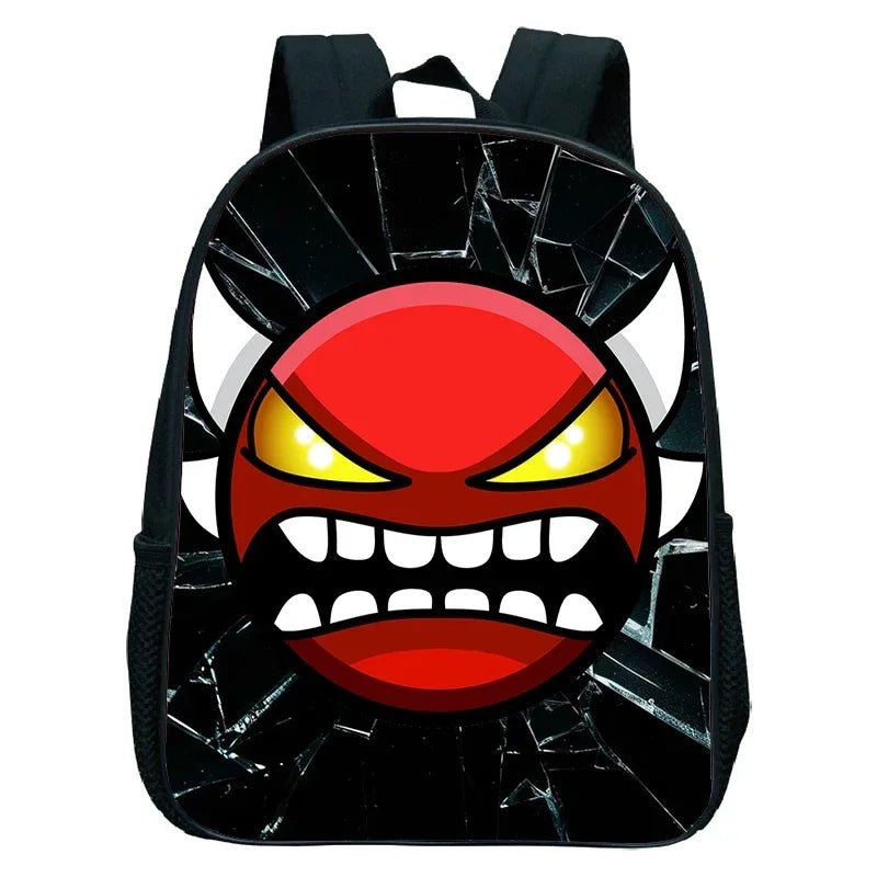16 Inch Angry Geometry Dash Backpack Boys Girls Bookbag Cartoon Game Kids Kindergarten School Bags Toddler Childcare Backpack