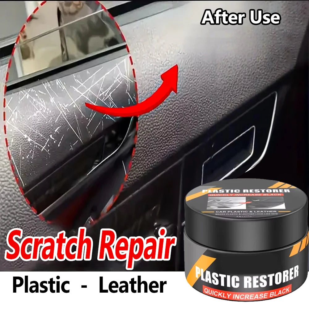 Universal Car Plastic Care Cream for Interior Exterior, Remove Scratches & Aging, Polish Gloss Prevent Whitening Refinish Wax