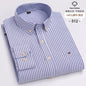 Men's Social Shirts Long Sleeve 100%Pure Cotton Oxford Buttoned Plaid Formal Male Casual Clothes Oversized Shirt Plus Size S-7XL