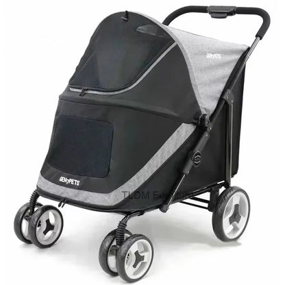 Portable Golden Retriever Large Dog Pet Stroller Cart Simple 4-wheel Foldable Large Capacity Stroller Outdoor Travel Pet Trolley