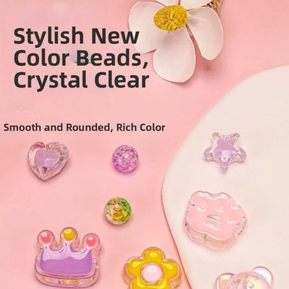 24 Grid DIY Handmade Beaded Kit Toy Creative Colorful Beads Bracelet Making Kit Kawaii Candy Color Beads Toys for Children Girl