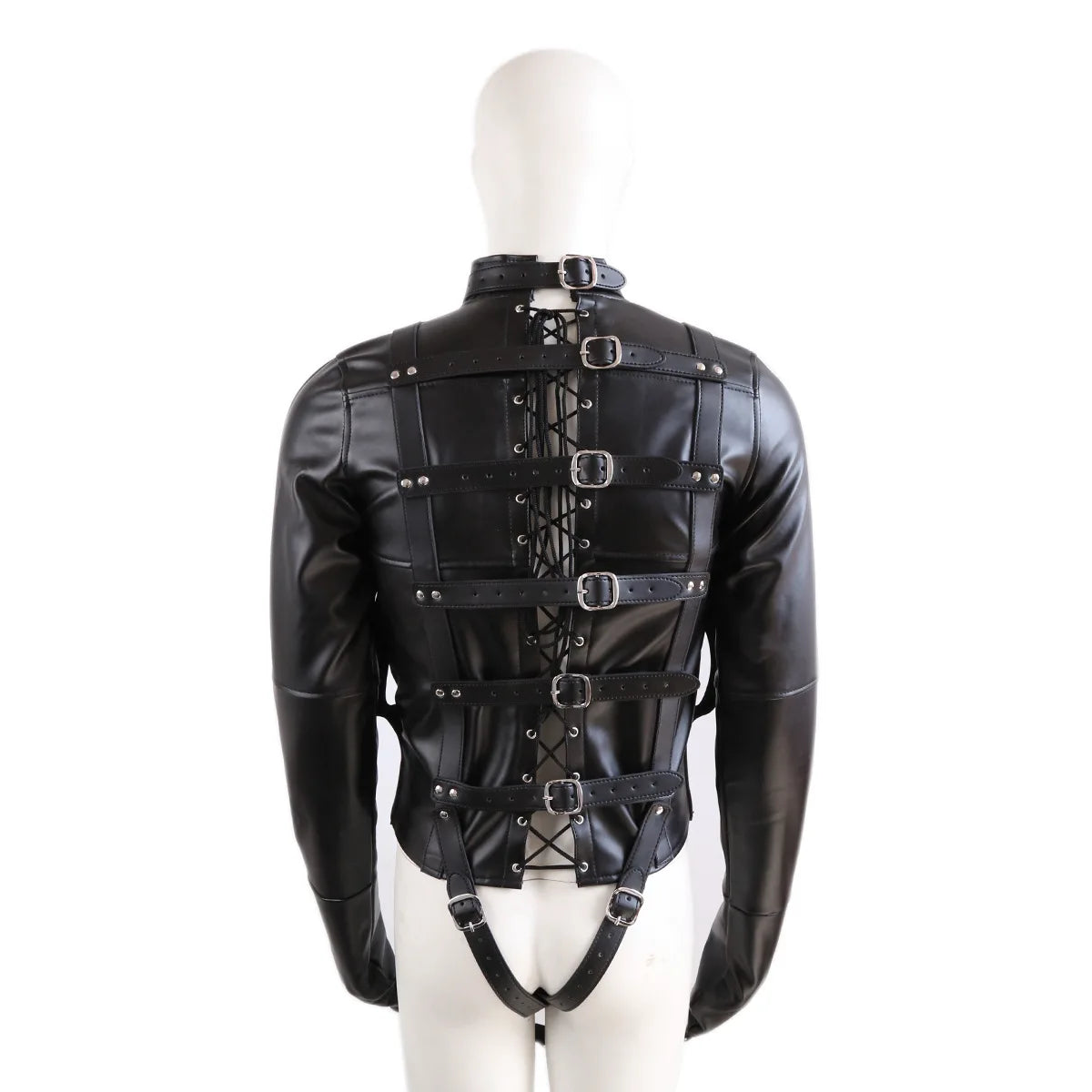 PU Leather Straitjacket BDSM Bondage Body Harness Adult Game Straight Jacket Halloween Armbinder Sex Toys For Women Men