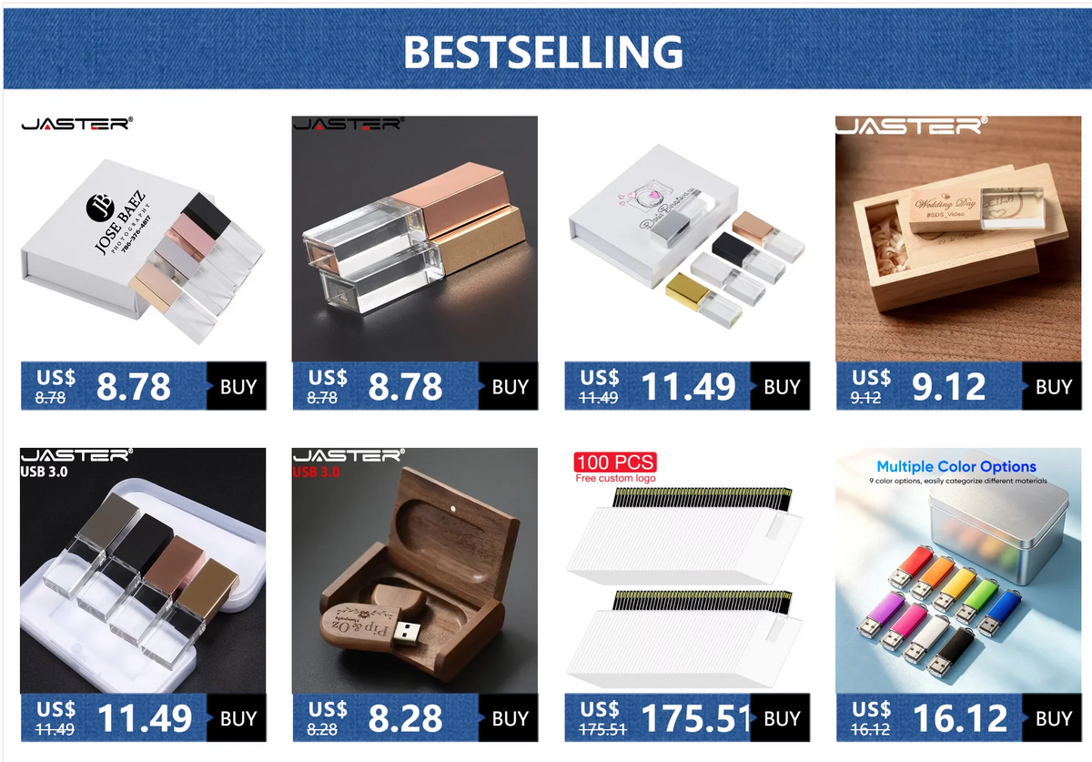 5PCS 10PCS USB Flash Drive 128GB Free Custom Logo Pen Drive 64GB Wholesale Pendrive 32GB Metal Box Memory Stick Storage Device