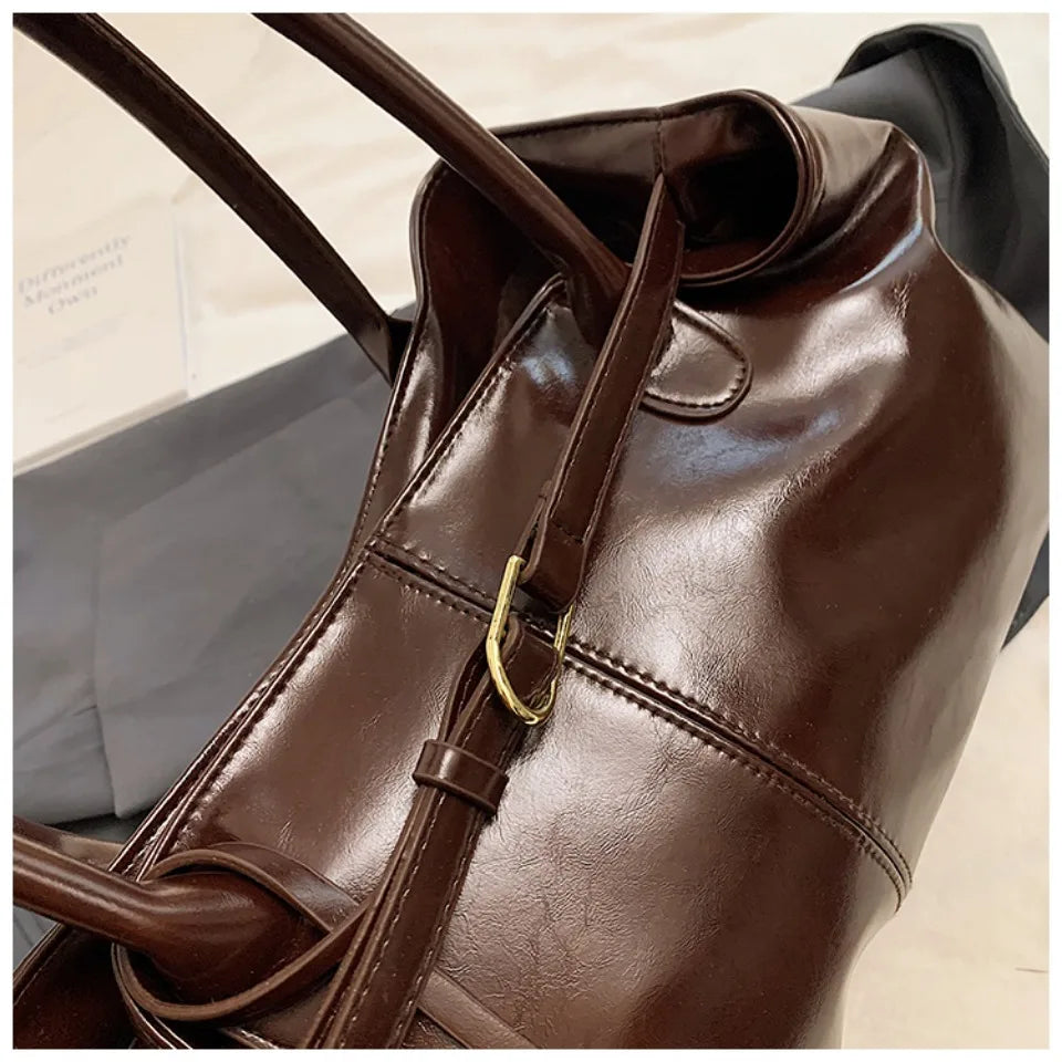 Oil PU Leather Hobo Handbag Slouchy Shoulder Bag Retro Top-Handle Bag Large Work Bags for Women Gilrls Tote Work Shopping Travel