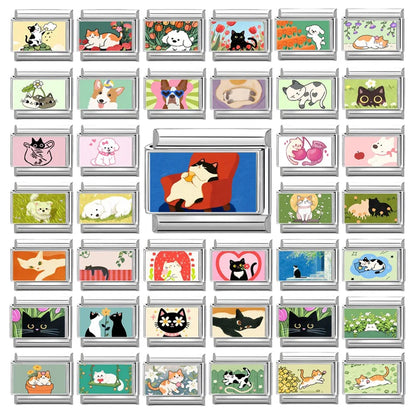 Y2K Cute Funny Sofa Cats Dogs Italian Charm Fit 9mm Stainless Steel Women DIY Bracelet Drop Shipping Fashion Jewelry Wholesale