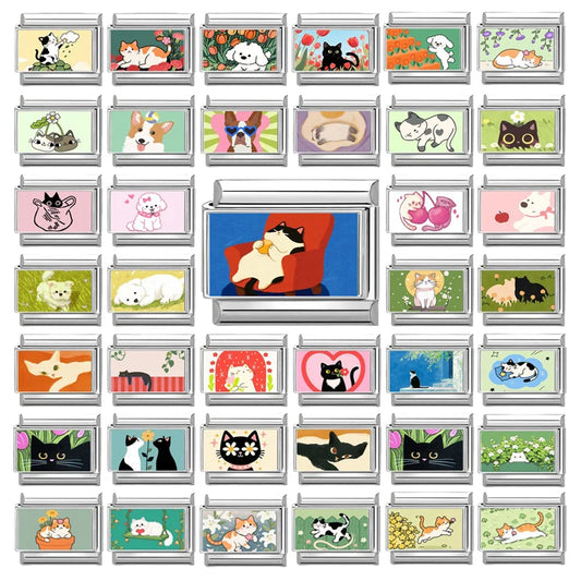 Y2K Cute Funny Sofa Cats Dogs Italian Charm Fit 9mm Stainless Steel Women DIY Bracelet Drop Shipping Fashion Jewelry Wholesale