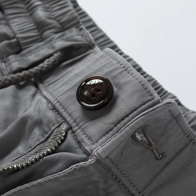 New Summer Men Cotton Multi pockets Cargo Shorts Jogger Loose Pants Man Casual Tooling Shorts Quality Male Shorts Pants NO Belts