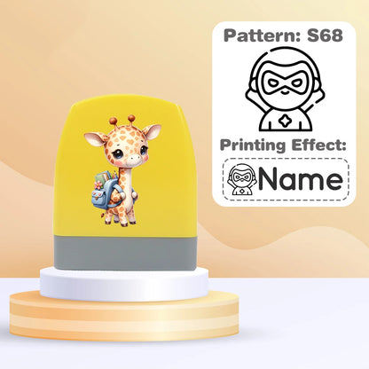 Cartoon Giraffe Customized Name Stamps for Kids,Personalized Waterproof Stamp for Clothing Name Seal for Student&Child