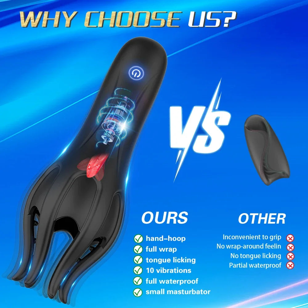 Glans Trainer Male Penis Massage Tongue Licking Stimulate Oral Vibrator Blowjob Delay Endurance Masturbator Sex Toys for Men 18+