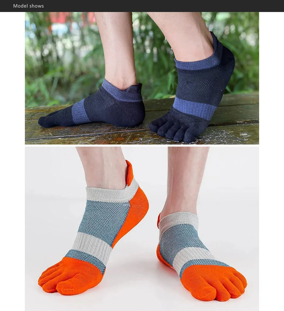 Large Plus Size Toe Socks Sport Mans Mesh Breathable Compression Sweat-Absorbing Fitness Elastic Five Finger Ankle Socks Student