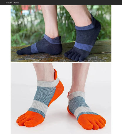 Large Plus Size Toe Socks Sport Mans Mesh Breathable Compression Sweat-Absorbing Fitness Elastic Five Finger Ankle Socks Student