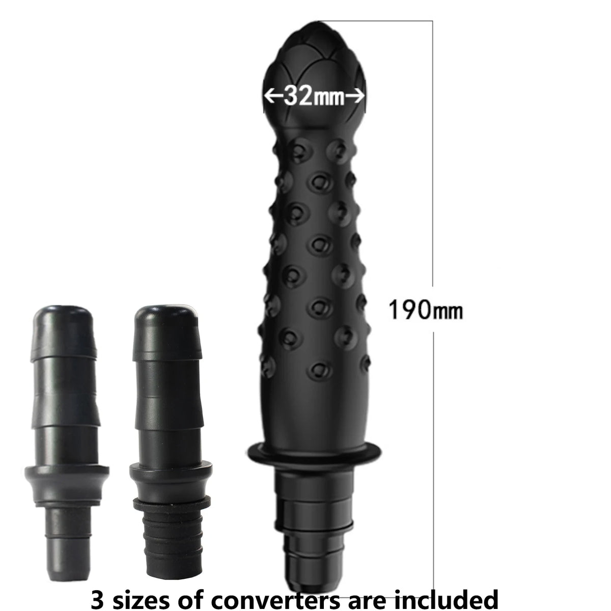 1pc Black Silicone Massage Head, Fascia Gun Massage Head, With Multiple Uses, Including Three Interfaces, Used For Fascia Gun
