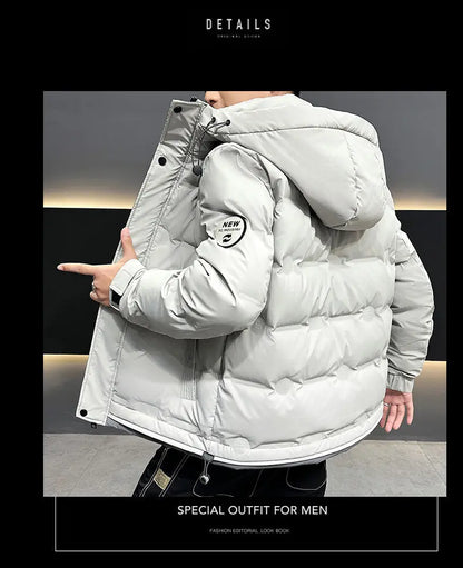 Hip Hop Men's Lightweight Hooded Down Jackets Winter Fashion Windbreaker Thick Warm Coats Outdoor Sport White Duck Down Jacket