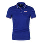 Men'S Casual Short Sleeve Polo Shirt DAF Logo Print Striped Color Block Sporty Style Collared Golf Shirt For Summer
