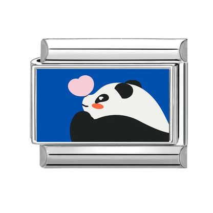 Fashion Blue NO.8 Ball Panda Elephant Cat Flower Italian Charms Fit 9mm Stainless Steel Women Fashion Bracelet DIY Jewelry Gifts