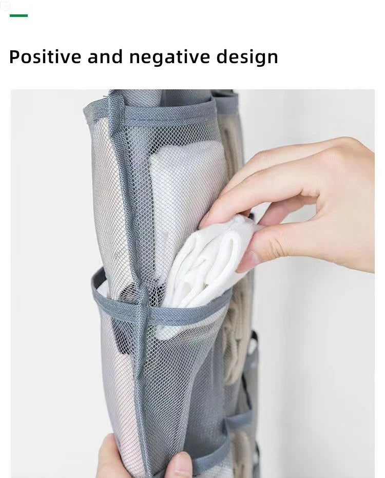 Double Sides Underwear Storage Hanging Bag Dormitory Home Wardrobe Hanging Wall Foldable Bag Underpants Socks Organizer