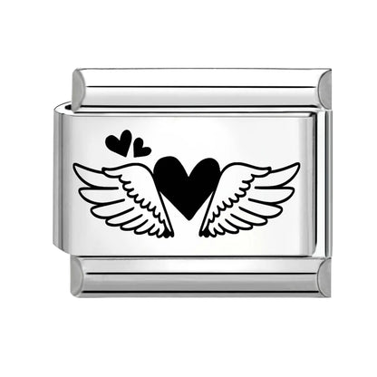 Laser Engraving Piano Heart Star Wings NO.7 Lips Italian Charm Links Fit 9mm Bracelet Stainless Steel Men Women DIY Making Gifts