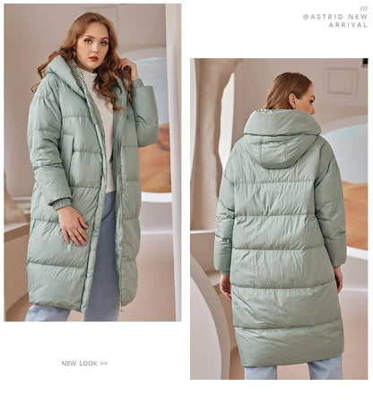 Astrid 2022 Down Jacket Women Winter Warm Long Coat Women Parkas Hooded Fashion Loose Outerwear Women's Jacket Female Clothing