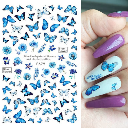 Black and White Love Flowers Line Art 3D Stickers Nail Decals Nail Art Accessories Butterfly Rose Nail Stickers Nail Sliders