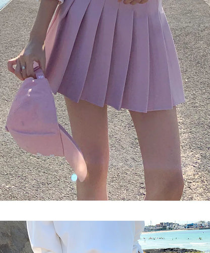 1pcs Spring Summer Womens Mini Skirts Girls Pleated Skirts Lady High Waist Cute Pink Skirt Student Short Skirt JK Uniform Skirts