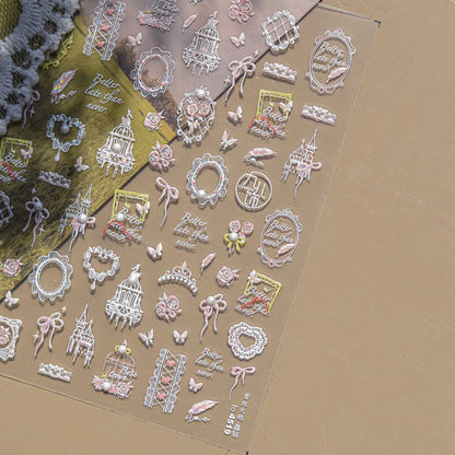 1Sheet 5D Soft Embossed Relief Nail Stickers Cute Daisies Self Adhesive Slider Stickers Press On Nails DIY Japanese Nail Art Dec