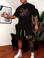 Summer Men's Chicago-Themed Relaxed Set Size 32 Printed T-Shirt and Shorts Set Adult Sports Casual Plus Size Two-Piece Set