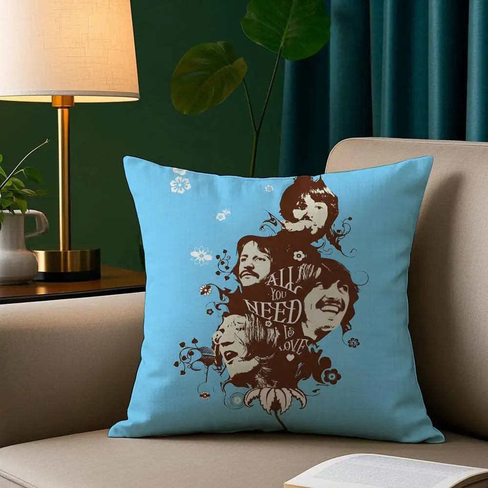 The B-beatles Band Pillow Case Short Plush Print Cushion Cover Square Throw Pillow Covers Sofa Home Decor