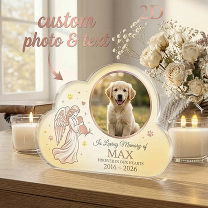 Custom Photo & Text,Cloud‑Shaped Acrylic Pet Memorial Plaque,Desktop Ornament,Pet Loss Keepsake,Sympathy Gift,Memorial Day