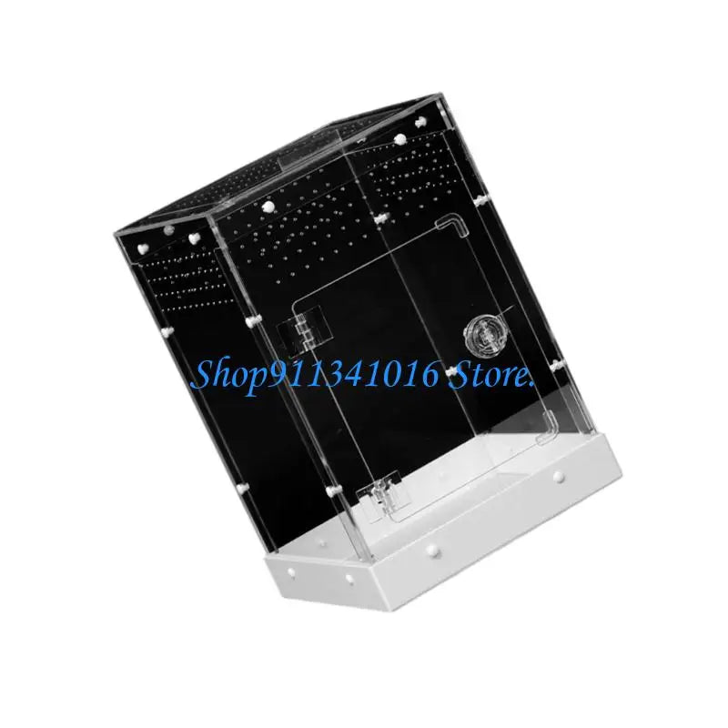 34Cm Clear Acrylic Reptiles Enclosure Breeding Box For Amphibians Animal Hermits Crabs Safe Habitats Place