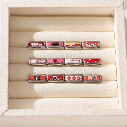 Wholesale Cute Animal Swimming Dogs Cats Sheep Charm Bracelet Fit 9mm Bracelet Stainless Steel Italian Links Making DIY Jewelrys