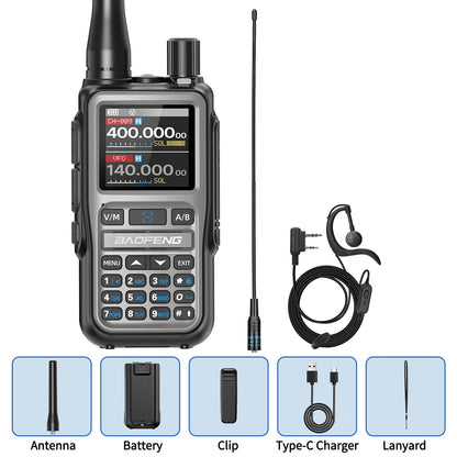 BAOFENG UV-5R Mini Walkie Talkie Full Band Bluetooth Programming Wireless Copy Frequency 999CH AM FM Type-C Long Range Ham Radio
