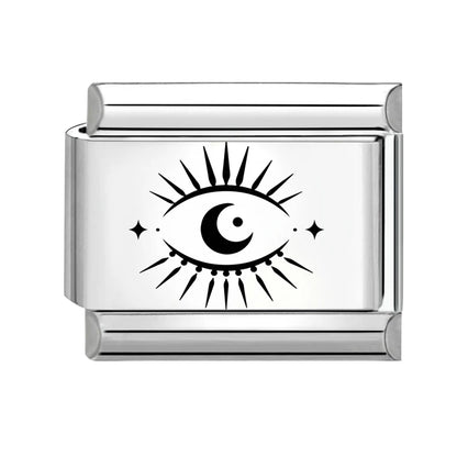 Laser Engraving Cute Cartoon Black Playing Cats Italian Charm Links Fit 9mm Stainless Steel Bracelet Men Women DIY Making Gifts
