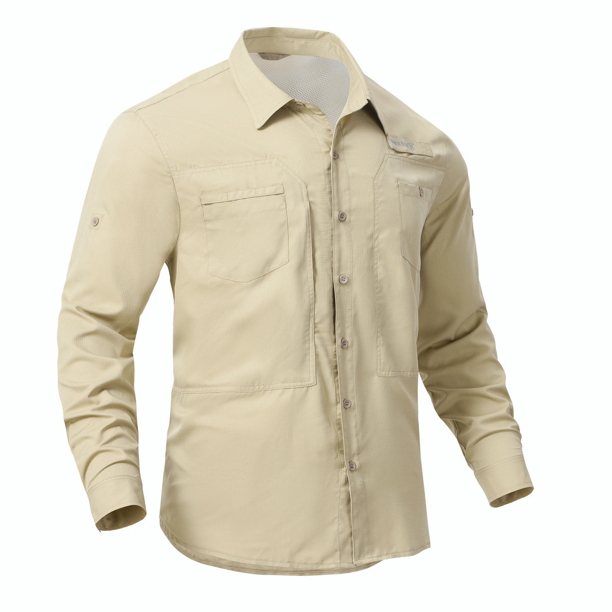 Men's Long Sleeve Fishing Shirts UPF 50+ Sun Protection Breathable Lightweight Travel Work Button Down Shirt with Zipper Pocket