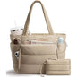 Trendy Quilted Tote Bag for Women Multi Compartment Zip Top Handbag Urban Stylish Daily Use Short Trip bags for women