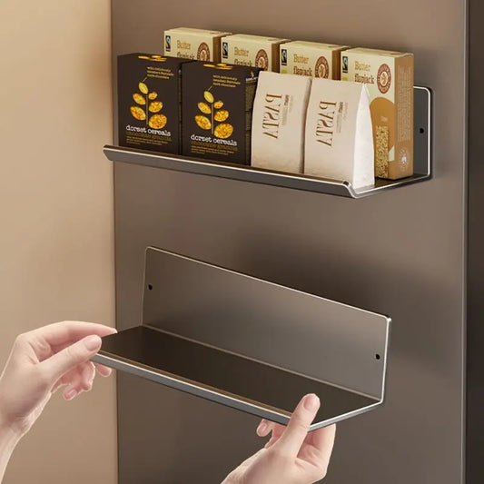 Magnetic Kitchen Refrigerator Storage Rack Without Punching Wall-mounted Condiments Spice Shelf Household Organizer