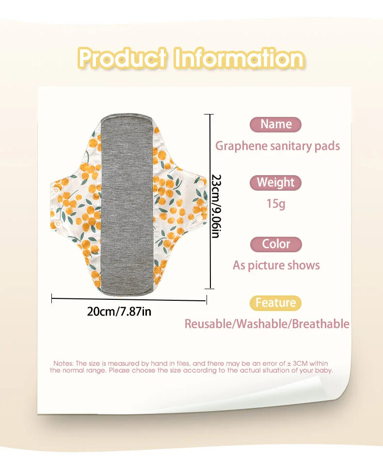 BIAI 5PCS Anti-slip Graphene Sanitary Pads With Wet Bag Reusable Care Pads Breathable Maternity Menstrual Pads For Women 20*23CM