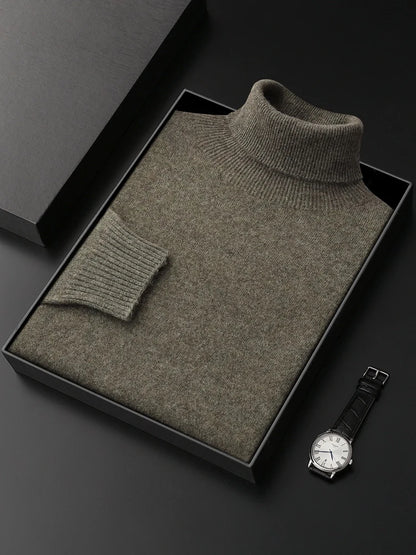 Men's Turtleneck 100% Cashmere Sweater Autumn Winter Basic Long Sleeve Pullover Cashmere Knitwear Soft Warm Comfy Clothing