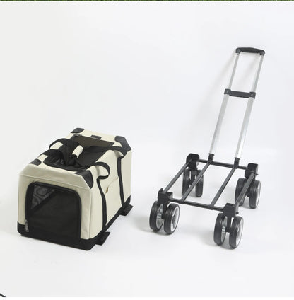 FurStarLarge Pet Rolling Carrier With Wheels Multi-Cat Travel Trolley Bag Spacious Dog Carrier Backpack Portable Car Seat Pet St