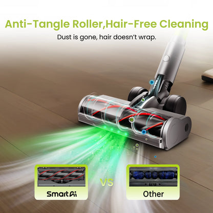 SmartAI V6 80Mins Cordless Vacuum Cleaner 65KPA 650W Powerful Suction Vacuum, 24000mAh Big Battery Vacuum Cleaner