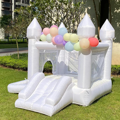 9FT White Wedding Inflatable Bounce House With Slide Bouncy Castle For Kids Jumping Party Game Trampoline With UL Blower Outdoor