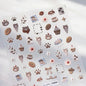 5D Cute Rabbit Love Heart Peach Blossom Flower Yellow Nail Art Stickers Bowknot DIY Self Adhesive Rhinestone Manicure Decals