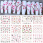 12pcs Pink Cherry Blossom Water Nail Sliders Winter New Year Sakura Floral Leaves Stickers DIY Charm Accessories Manicure Decor
