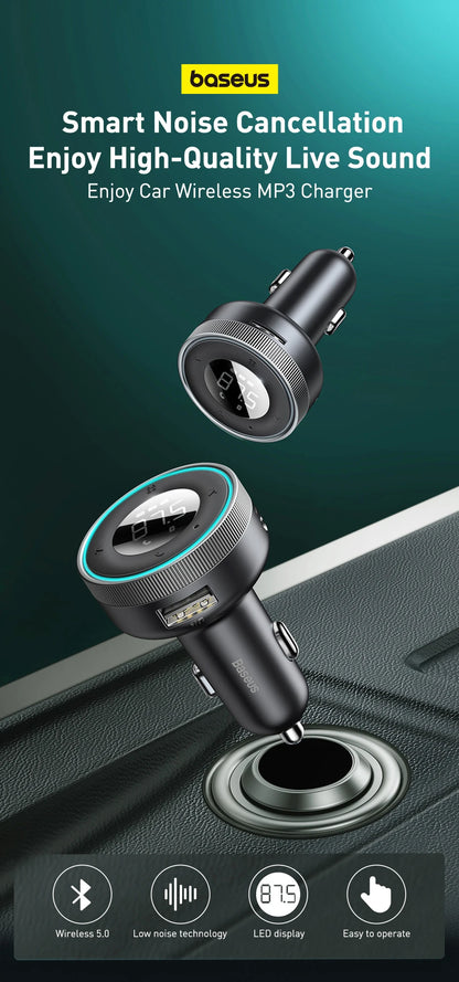 Baseus FM Transmitter Modulator Car Wireless Bluetooth 5.0 USB Fast Charger Auto Aux Radio Mp3 Player Music Hands Free Car Kit