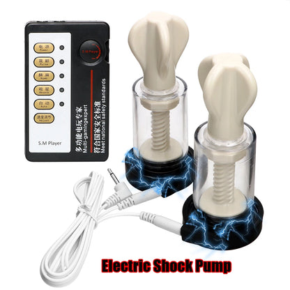 Electric Shock Host Breast Pump Enlargement For Women Nipple Sucker Clitoris Suction Bondage Set Sex Toys Adults Games Erotic