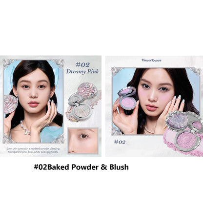 Flower Know Shells Jewel Makeup Set for Women - Eyeshadow Blush Lip Glaze Full Kit - Gift Set