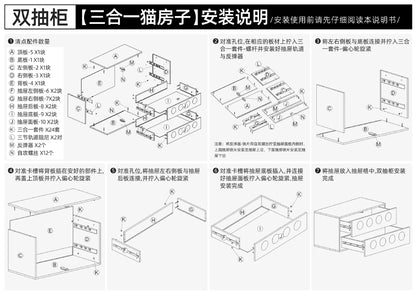 Triple-Function Cat House with Litter Box & Storage,Human-Pet Shared Furniture,Cat Tree Hut, Indoor Cat Den,Multi-Level Cat Fort