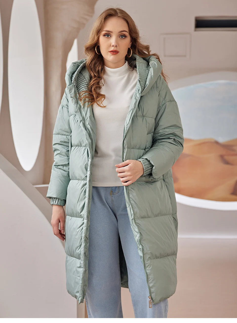 Astrid 2022 Down Jacket Women Winter Warm Long Coat Women Parkas Hooded Fashion Loose Outerwear Women's Jacket Female Clothing